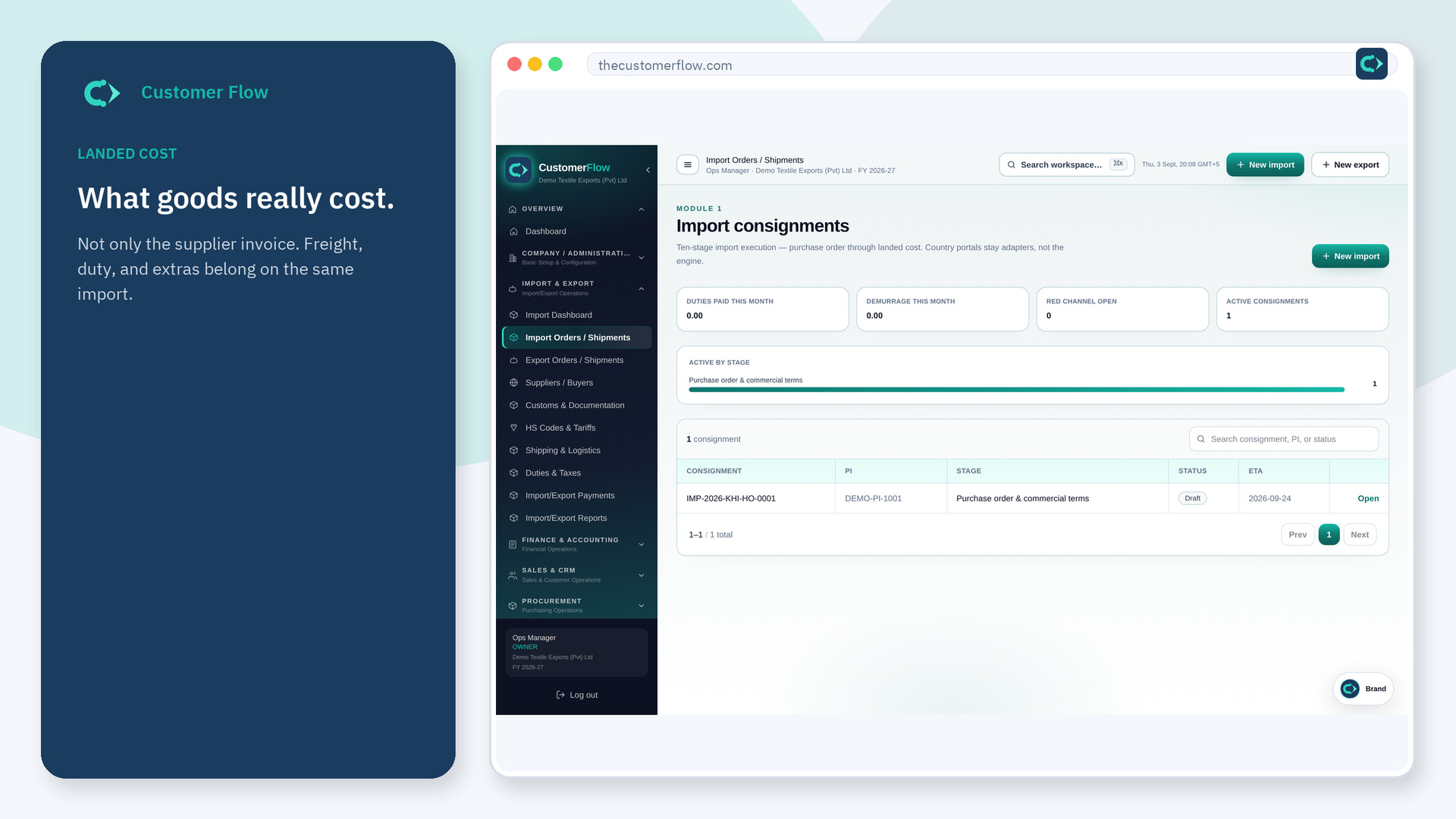 Landed cost on the live file