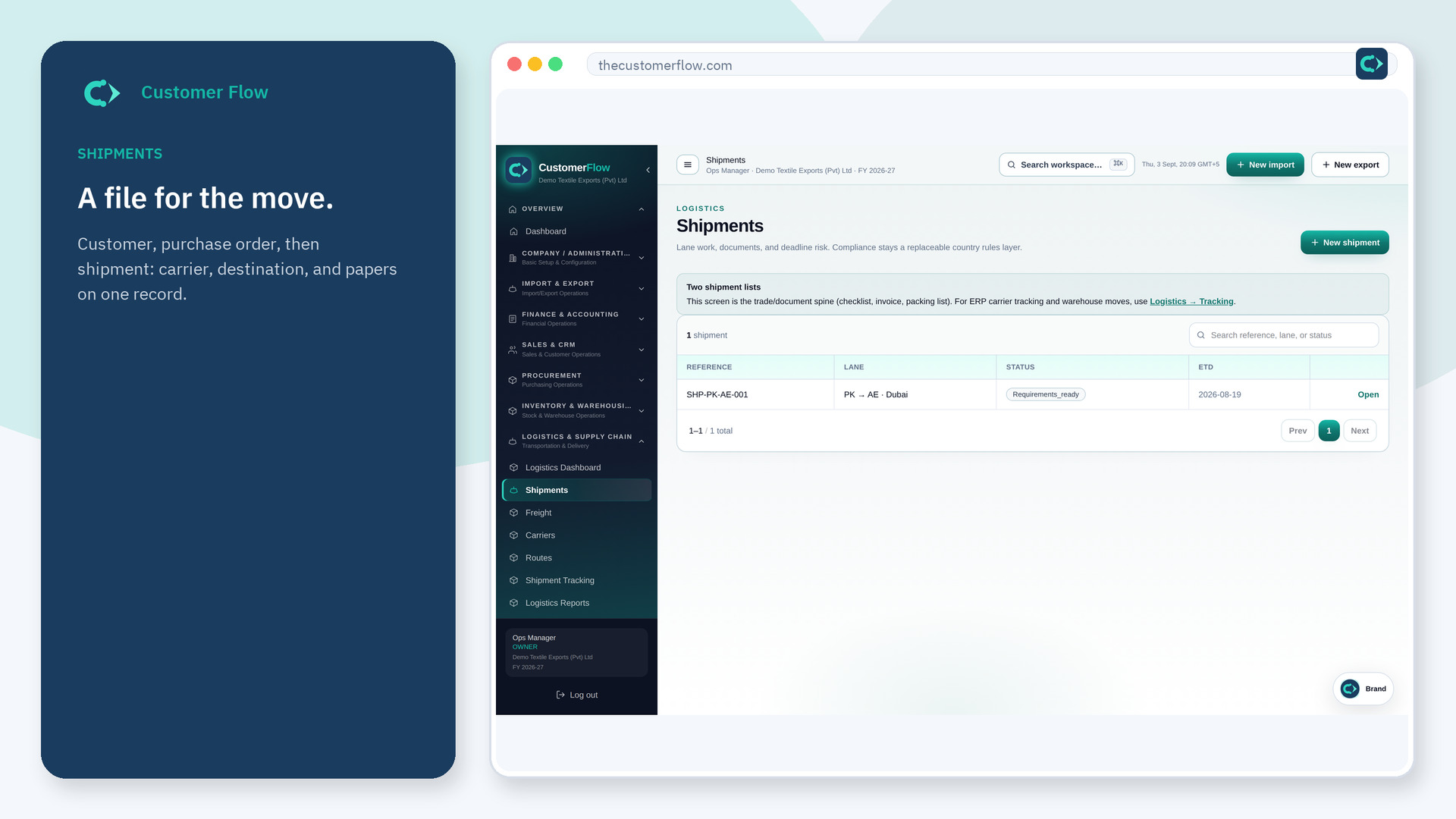 Shipments and the live file